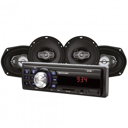 Kit Automotivo Mp3 One Multilaser Quatro Alto Falantes + Rádio FM + Entrada SD E USB + Função Relógio Menor preço em Kit Automotivo Mp3 One Multilaser Quatro Alto Falantes + Rádio FM + Entrada SD E USB + Função Relógio