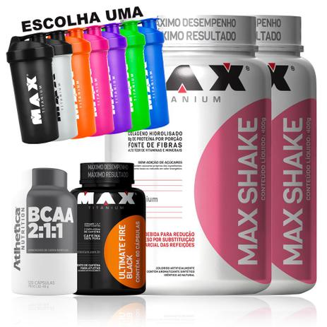 Kit Auxilia De Peso Shake + Bcaa + Termogenico - Max Titaniu - Max titanium Menor preço em Kit Auxilia De Peso Shake + Bcaa + Termogenico - Max Titaniu - Max titanium
