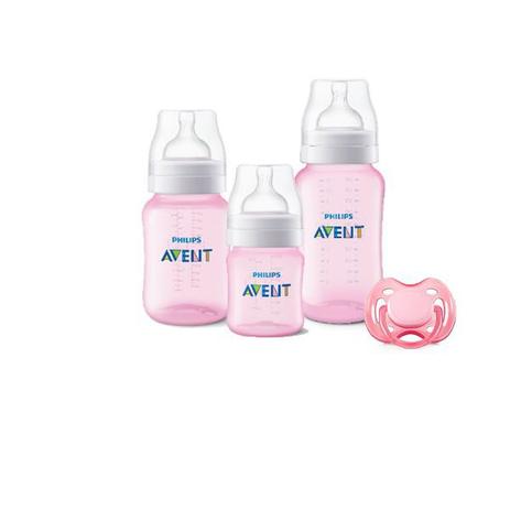Kit Avent Classic+ 3 Mamadeiras Rosa e Chupeta - Philips avent Menor preço em Kit Avent Classic+ 3 Mamadeiras Rosa e Chupeta - Philips avent
