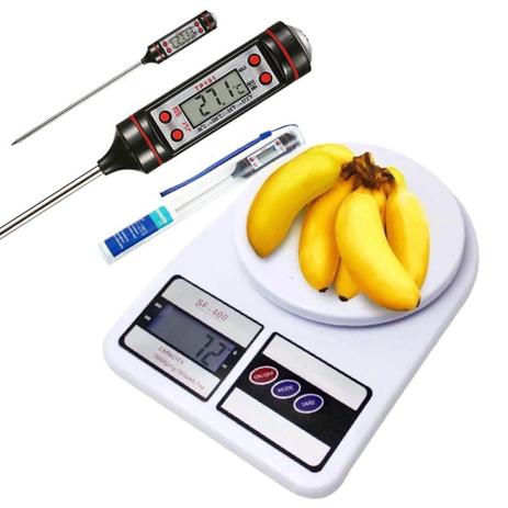 Kit Balança Digital Cozinha Até 10 Kg + Termômetro Culinário - belakasa Menor preço em Kit Balança Digital Cozinha Até 10 Kg + Termômetro Culinário - belakasa
