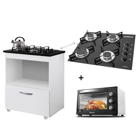 Kit Balcão Cooktop 1 Porta BR C/Forno Elétrico 48L 110V C/Fogão Cooktop 4 bocas - KAIKI MÓVEIS é boa?