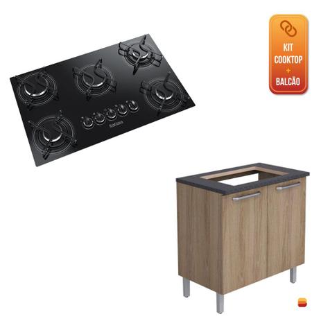 Kit Balcão Itatiaia Cacau Carvalho Hannover e Cooktop Itatiaia 5 bocas Menor preço em Kit Balcão Itatiaia Cacau Carvalho Hannover e Cooktop Itatiaia 5 bocas
