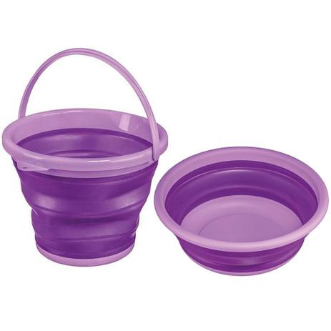 Kit Balde e Bacia Sanremo Flexível De Silicone Retrátil Roxo Menor preço em Kit Balde e Bacia Sanremo Flexível De Silicone Retrátil Roxo