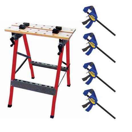Kit Bancada Multiuso Starfer E 4 Grampos Sargento Irwim De 6” - Irwin Menor preço em Kit Bancada Multiuso Starfer E 4 Grampos Sargento Irwim De 6” - Irwin