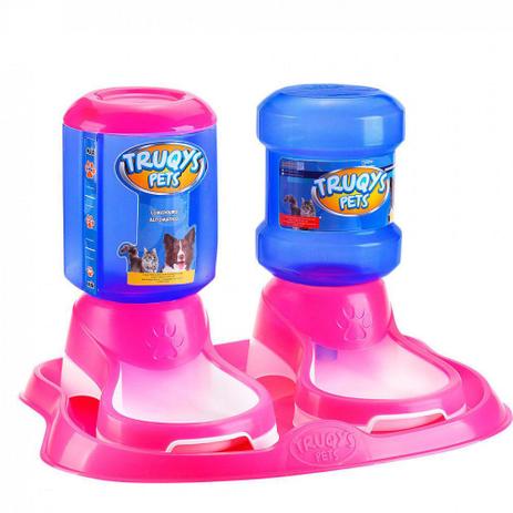 Kit Bandeja com Bebedouro + Comedouro Automatico para Pet 2 L Rosa Truqys Menor preço em Kit Bandeja com Bebedouro + Comedouro Automatico para Pet 2 L Rosa Truqys
