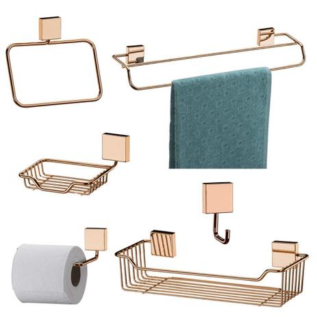 Kit Banheiro 6 peças Cobre Rosé Gold Fixação Parafuso - Future é boa?
