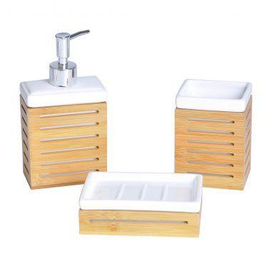 Kit banheiro de ceramica e bambu 3 pcs 10cm x 6cm x 19cm 8 - Btc decor é ruim? Kit banheiro de ceramica e bambu 3 pcs 10cm x 6cm x 19cm 8 - Btc decor é boa?