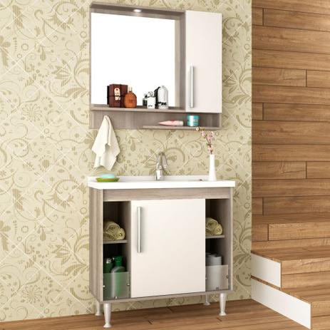 Kit Banheiro Gabinete 80cm Lavatório e Armário com Espelho Brisa - Bosi Menor preço em Kit Banheiro Gabinete 80cm Lavatório e Armário com Espelho Brisa - Bosi