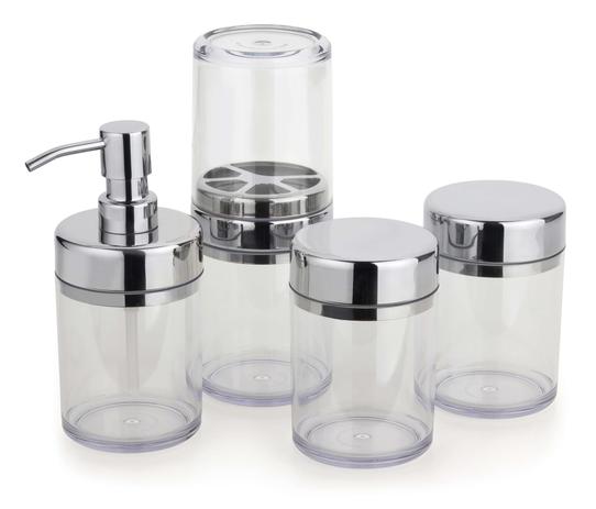 Kit Banheiro Lavabo Acquaset Incolor 4 peças Forma Menor preço em Kit Banheiro Lavabo Acquaset Incolor 4 peças Forma