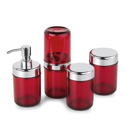 Kit Banheiro Lavabo Acquaset Vermelho 4 peças Forma Menor preço em Kit Banheiro Lavabo Acquaset Vermelho 4 peças Forma