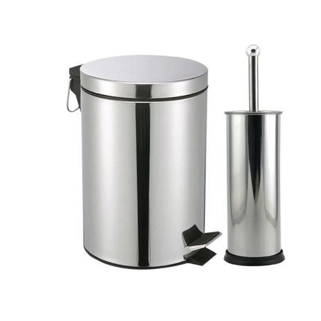 kit banheiro lixeira inox 5 lt e escova sanitaria - UTILIDADES Menor preço em kit banheiro lixeira inox 5 lt e escova sanitaria - UTILIDADES