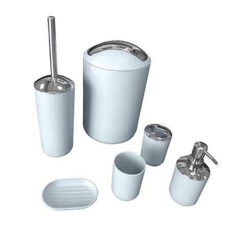 Kit Banheiro Lixeira Saboneteira Porta Escova Copo 6 Pçs - Cinza - Horizonte é boa?