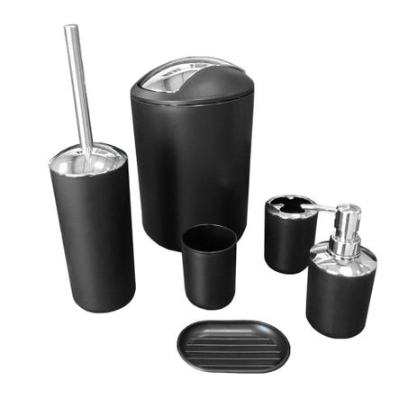 Kit Banheiro Lixeira Saboneteira Porta Escova Copo 6 Pçs - Preto - Horizonte é boa?