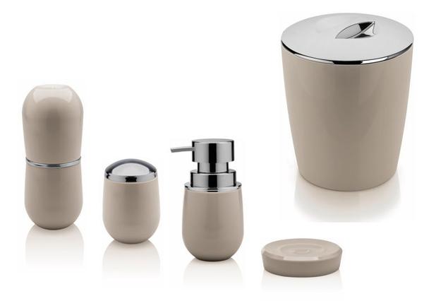 Kit banheiro NEW BELLY 5 peças BEGE OU Lixeira Sabonete Algodão Escova Dispenser é boa?