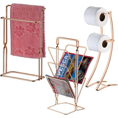 Kit Banheiro Organizado e Decorado Com 3 Peças - Cobre - Future Menor preço em Kit Banheiro Organizado e Decorado Com 3 Peças - Cobre - Future