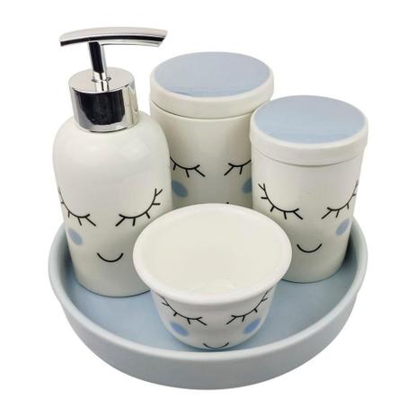 Kit Banheiro Organizador Lavabo Higiênico Nuvem com Cílios Bebê e Bandeja Decorativa - Amigold Menor preço em Kit Banheiro Organizador Lavabo Higiênico Nuvem com Cílios Bebê e Bandeja Decorativa - Amigold