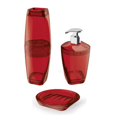Kit Banheiro P Sabonete Liquido Escova Saboneteira Vermelho - Uz Menor preço em Kit Banheiro P Sabonete Liquido Escova Saboneteira Vermelho - Uz