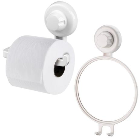 Kit Banheiro Papeleira e Espelho Antiembaçante Fixação Por Ventosa ABS Branco - Future Menor preço em Kit Banheiro Papeleira e Espelho Antiembaçante Fixação Por Ventosa ABS Branco - Future