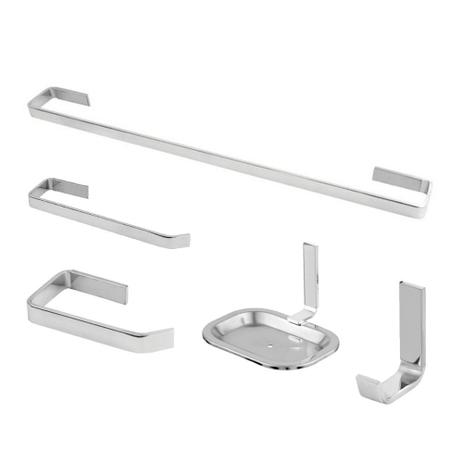 Kit Banheiro Quadrado 5pcs Polido Cromado Linha Quadrus Stander - Tanko Shop Menor preço em Kit Banheiro Quadrado 5pcs Polido Cromado Linha Quadrus Stander - Tanko Shop