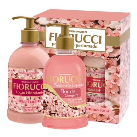 Kit Banho Fiorucci Flor de Cerejeira Sabonete Líquido 500ml + Loção Hidratante 500ml Menor preço em Kit Banho Fiorucci Flor de Cerejeira Sabonete Líquido 500ml + Loção Hidratante 500ml