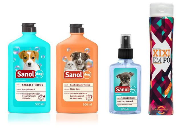 Kit Banho para cães filhotes: Shampoo Condicionador Perfume Sanol e Seca Xixi para Filhotes Menor preço em Kit Banho para cães filhotes: Shampoo Condicionador Perfume Sanol e Seca Xixi para Filhotes