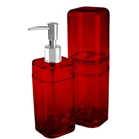 Kit Banho Splash Com Tampa 2 Peças Coza Vermelho Menor preço em Kit Banho Splash Com Tampa 2 Peças Coza Vermelho