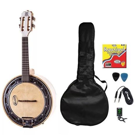 Kit Banjo Rozini Branco Elétrico Capa Corda Cabo Palheta Afi Menor preço em Kit Banjo Rozini Branco Elétrico Capa Corda Cabo Palheta Afi