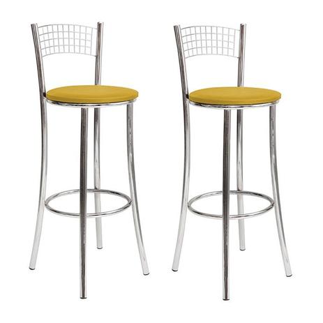 Kit Banqueta Alta Com Encosto 2 Peças BQ011 Cromada Amarelo Lafatelli Menor preço em Kit Banqueta Alta Com Encosto 2 Peças BQ011 Cromada Amarelo Lafatelli