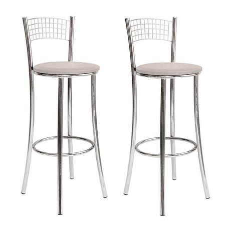 Kit Banqueta Alta Com Encosto 2 Peças BQ011 Cromada Branco Lafatelli Menor preço em Kit Banqueta Alta Com Encosto 2 Peças BQ011 Cromada Branco Lafatelli