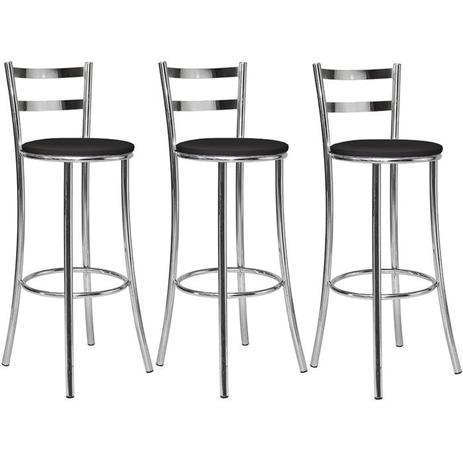Kit Banqueta Alta Com Encosto 3 Peças BQ012 Cromado Preto Lafatelli Menor preço em Kit Banqueta Alta Com Encosto 3 Peças BQ012 Cromado Preto Lafatelli