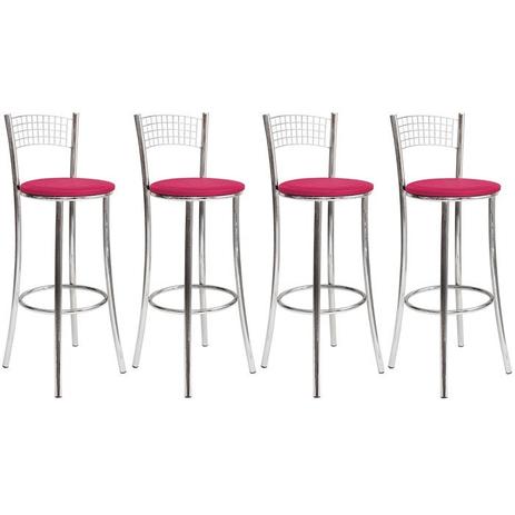 Kit Banqueta Alta Com Encosto 4 Peças BQ011 Cromada Rosa Lafatelli é boa?