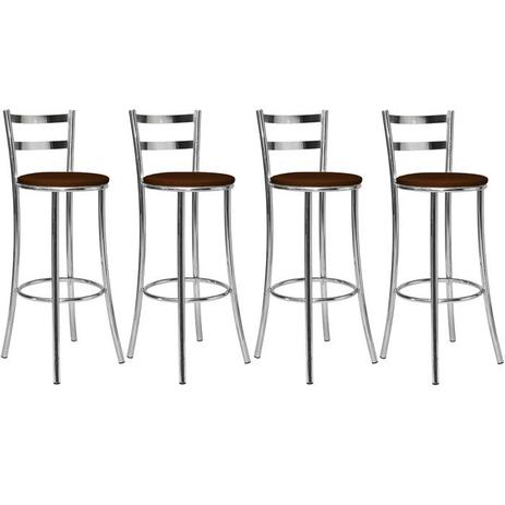 Kit Banqueta Alta Com Encosto 4 Peças BQ012 Cromado Tabaco Lafatelli Menor preço em Kit Banqueta Alta Com Encosto 4 Peças BQ012 Cromado Tabaco Lafatelli