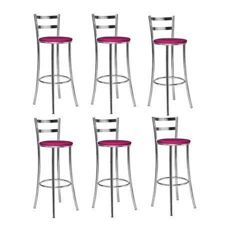 Kit Banqueta Alta Com Encosto 6 Peças BQ012 Cromado Rosa Lafatelli Menor preço em Kit Banqueta Alta Com Encosto 6 Peças BQ012 Cromado Rosa Lafatelli