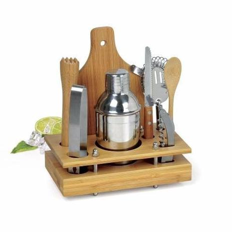 Kit Bar Caipirinha Inox Bambu Coqueteleira Tabua 8 Peças - Welf Menor preço em Kit Bar Caipirinha Inox Bambu Coqueteleira Tabua 8 Peças - Welf