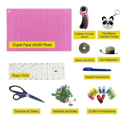 Kit Base De Corte Patchwork 60x45 Cortador Regua Tesoura Imã - Artmak Menor preço em Kit Base De Corte Patchwork 60x45 Cortador Regua Tesoura Imã - Artmak