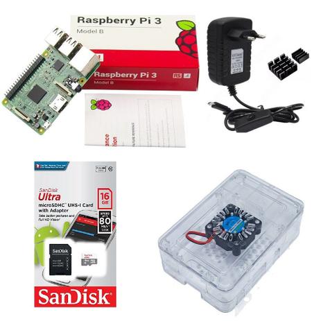 Kit Básico Raspberry Pi 3 - 16gb Case Premium C/ Cooler - Monkey business br Menor preço em Kit Básico Raspberry Pi 3 - 16gb Case Premium C/ Cooler - Monkey business br