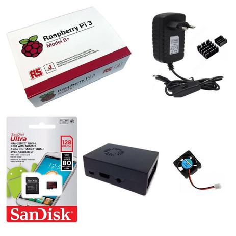 Kit Básico Raspberry Pi 3 B+ Plus - 128gb Case Com Cooler - Monkey business br Menor preço em Kit Básico Raspberry Pi 3 B+ Plus - 128gb Case Com Cooler - Monkey business br