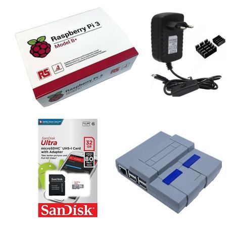 Kit Básico Raspberry Pi 3 B+ Plus - 32gb Case Snes - Monkey business br Menor preço em Kit Básico Raspberry Pi 3 B+ Plus - 32gb Case Snes - Monkey business br