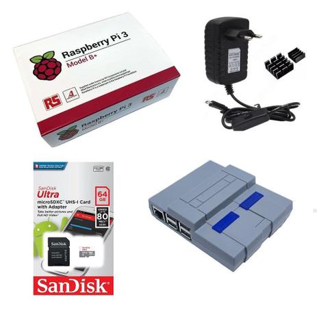 Kit Básico Raspberry Pi 3 B+ Plus - 64gb Case Snes - Monkey business br Menor preço em Kit Básico Raspberry Pi 3 B+ Plus - 64gb Case Snes - Monkey business br