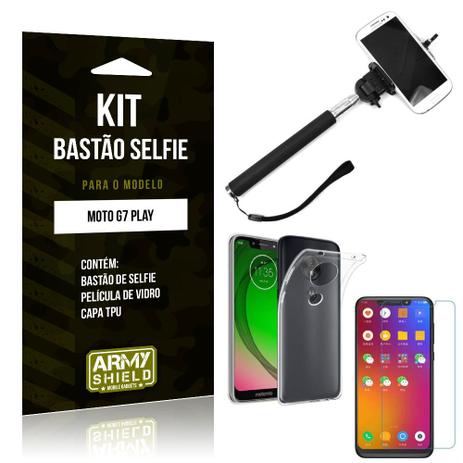 Kit Bastão de Selfie Motorola Moto G7 Play Bastão + Capa + Película de Vidro - Armyshield é ruim? Kit Bastão de Selfie Motorola Moto G7 Play Bastão + Capa + Película de Vidro - Armyshield é boa?