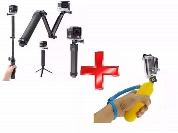Kit Bastao Gopro 3 Formas Hero Tripe Monopod 3 Mais Boia WAY Menor preço em Kit Bastao Gopro 3 Formas Hero Tripe Monopod 3 Mais Boia WAY