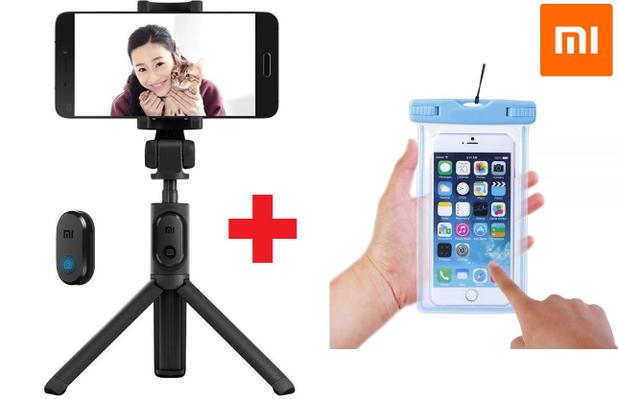 Kit Bastão Pau Selfie Tripé Xiaomi + Capa À Prova DÁgua Menor preço em Kit Bastão Pau Selfie Tripé Xiaomi + Capa À Prova DÁgua
