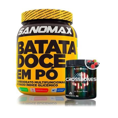 Kit Batata Doce Em Pó 800g - Sanomax + Cross Bones 150g - Black Skull Menor preço em Kit Batata Doce Em Pó 800g - Sanomax + Cross Bones 150g - Black Skull