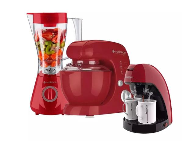 Kit Batedeira Liquidificador Cafeteira Cadence Vermelho 127v++ Menor preço em Kit Batedeira Liquidificador Cafeteira Cadence Vermelho 127v++
