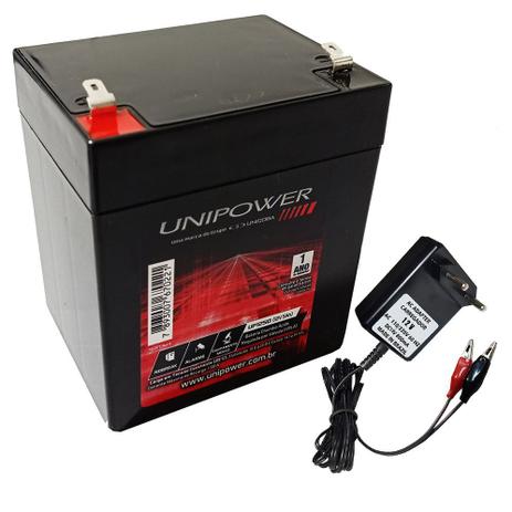 Kit Bateria Selada Unipower 12V 5ah + Carregador - Nobreak Menor preço em Kit Bateria Selada Unipower 12V 5ah + Carregador - Nobreak