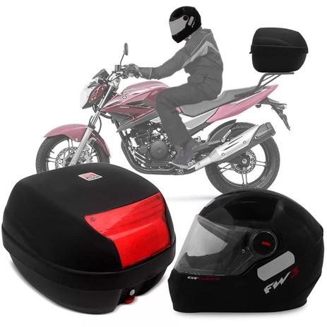 Kit Baú Givi Moto 29l + Capacete Preto Brilhante C/ Vermelho Menor preço em Kit Baú Givi Moto 29l + Capacete Preto Brilhante C/ Vermelho