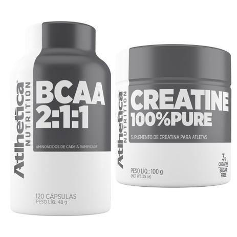 Kit Bcaa 2:1:1 60 Capsulas + Creatina 100 Pure - Atlhetica - Atlhetica nutrition Menor preço em Kit Bcaa 2:1:1 60 Capsulas + Creatina 100 Pure - Atlhetica - Atlhetica nutrition
