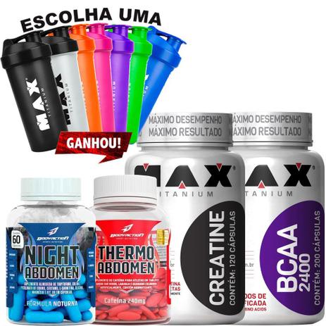 Kit Bcaa Creatina Thermo Night Abdomen Coq - Sortidos Menor preço em Kit Bcaa Creatina Thermo Night Abdomen Coq - Sortidos
