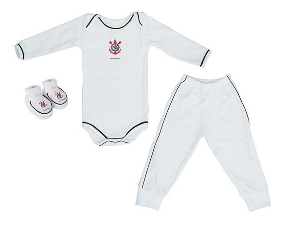 Kit Bebê Corinthians 3 Peças Longo Branco - Torcida Baby Menor preço em Kit Bebê Corinthians 3 Peças Longo Branco - Torcida Baby