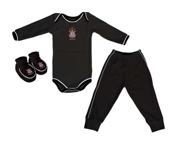 Kit Bebê Corinthians 3 Peças Longo - Torcida Baby Menor preço em Kit Bebê Corinthians 3 Peças Longo - Torcida Baby